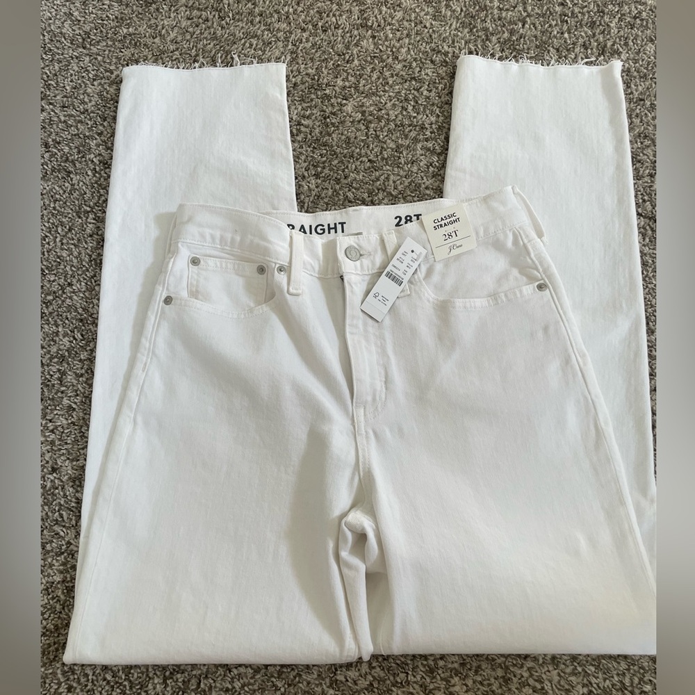 NWT J Crew Tall high-rise '90s classic straight-fit jean in white 28T